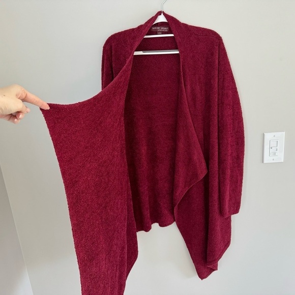 Barefoot Dreams Bamboo Chic Lite Calypso Open Front Cardigan Burgundy L / XL - Picture 9 of 13